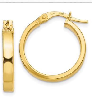 14K Yellow Gold Polished Hoop Earrings