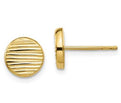 14K Yellow Gold Polished & Textured Disc Post Earrings
