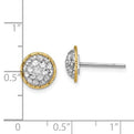 14K Two-Tone Gold Diamond Cut Button Post Earrings