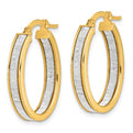 14K Yellow Gold Polished Glitter Infused Oval Hoop Earrings