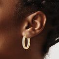 14K Yellow Gold Polished Glitter Infused Oval Hoop Earrings