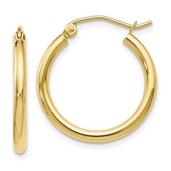 10KYG Polished Hinged Hoop Earrings