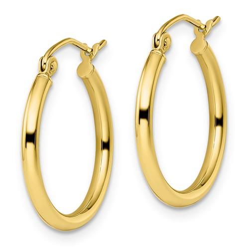 10KYG Polished Hinged Hoop Earrings