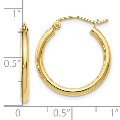 10KYG Polished Hinged Hoop Earrings