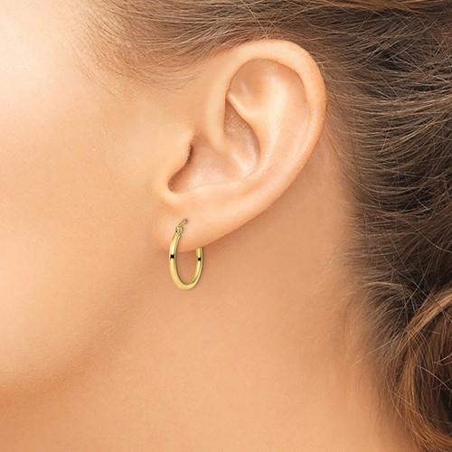 10KYG Polished Hinged Hoop Earrings