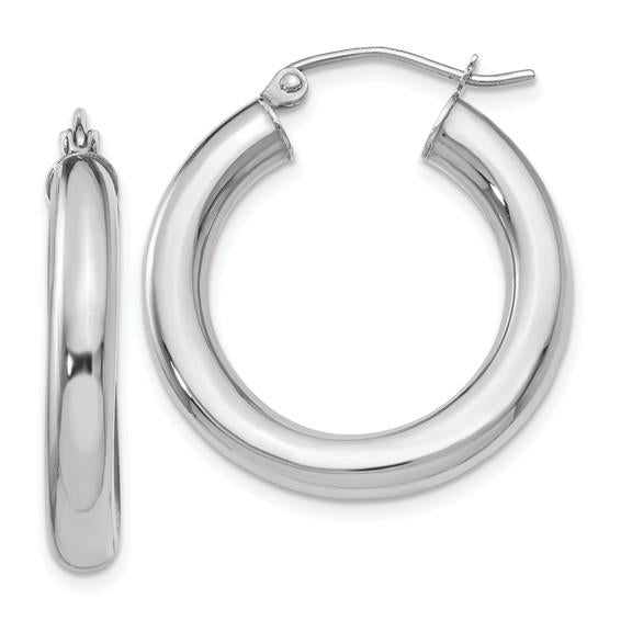 10KWG Polished Lightweight Tube Hoop Earrings