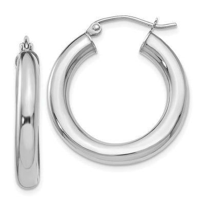 10KWG Polished Lightweight Tube Hoop Earrings
