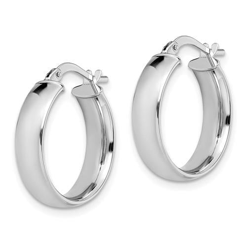 14K White Gold Polished Hoop Earrings