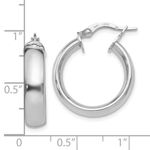14K White Gold Polished Hoop Earrings