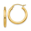 14K Yellow Gold Polished Lightweight Tube Hoop Earrings