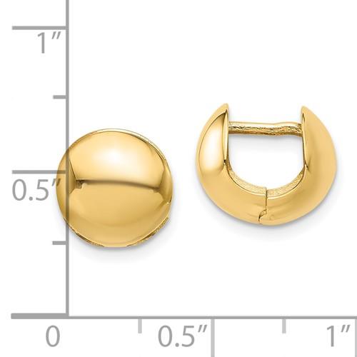 14K Yellow Gold Polished Round Huggie Hoop Earrings