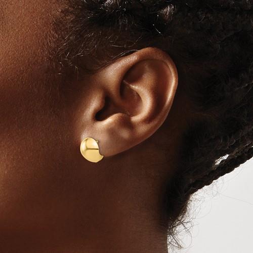 14K Yellow Gold Polished Round Huggie Hoop Earrings
