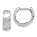 14K White Gold Polished/Satin Hinged Hoop Earrings