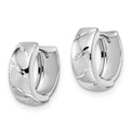 14K White Gold Polished/Satin Hinged Hoop Earrings