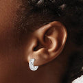 14K White Gold Polished/Satin Hinged Hoop Earrings