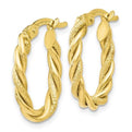 10KYG Polished & Textured Hoop Earrings