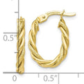 10KYG Polished & Textured Hoop Earrings