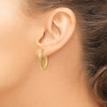 14K Polished & Textured Oval Hoop Earrings