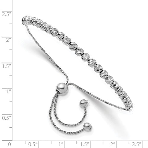 14k Polished Diamond-Cut Beaded Bolo Adjustable Bracelet