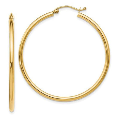 10KYG Polished Hinged Hoop Earrings