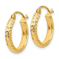 14K Diamond-Cut Round Hollow Hoop Earrings