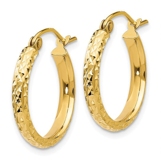 14K Diamond-Cut Diamond-Cut Hollow Hoop Earrings