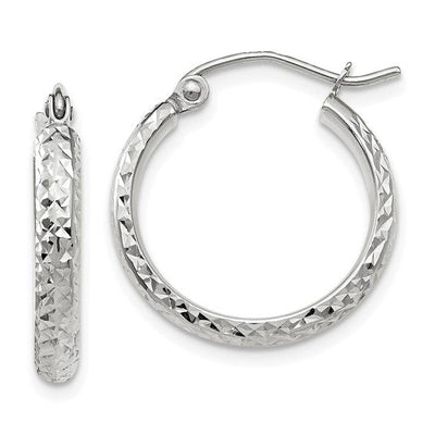 14K Diamond-Cut Hollow Hoop Earrings