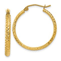 14K Diamond-Cut Diamond-Cut Hollow Hoop Earrings