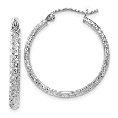 14K Diamond-Cut Hollow Hoop Earrings
