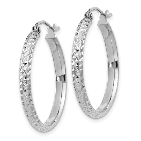 14K Diamond-Cut Hollow Hoop Earrings