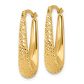 14K Polished & Diamond-Cut Oval Hoop Earrings