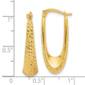 14K Polished & Diamond-Cut Oval Hoop Earrings