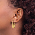 14K Polished & Diamond-Cut Oval Hoop Earrings