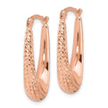 14K Polished & Diamond-Cut Oval Hoop Earrings