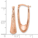 14K Polished & Diamond-Cut Oval Hoop Earrings