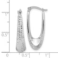 14K Polished & Textured Oval Hoop Earrings