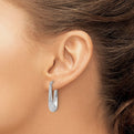 14K Polished & Textured Oval Hoop Earrings