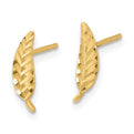 14K Polished & Diamond-Cut Leaf Post Earrings