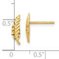14K Polished & Diamond-Cut Leaf Post Earrings