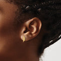 14K Polished & Diamond-Cut Leaf Post Earrings
