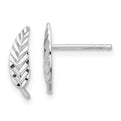 14K Polished & Diamond-Cut Leaf Post Earrings