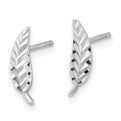 14K Polished & Diamond-Cut Leaf Post Earrings