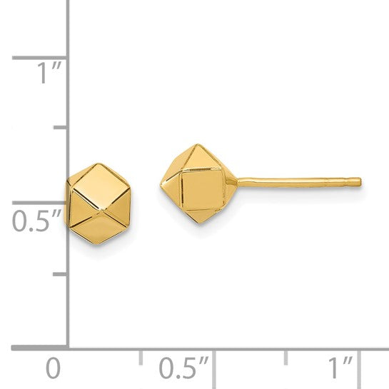 14K Yellow Gold Polished Geometric Ball Post Earrings