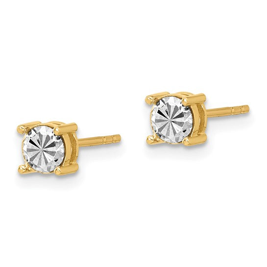 14K Two-Tone Gold Diamond-Cut Illusion Post Earrings