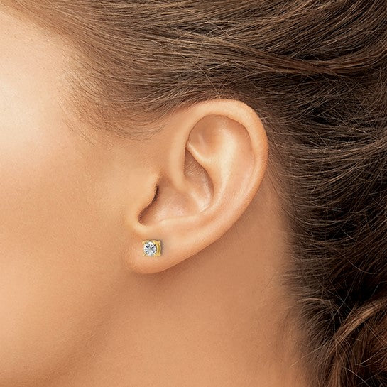 14K Two-Tone Gold Diamond-Cut Illusion Post Earrings