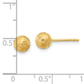 14K Polished/Satin & Diamond-Cut Ball Post Earrings