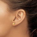 14K Polished/Satin & Diamond-Cut Ball Post Earrings
