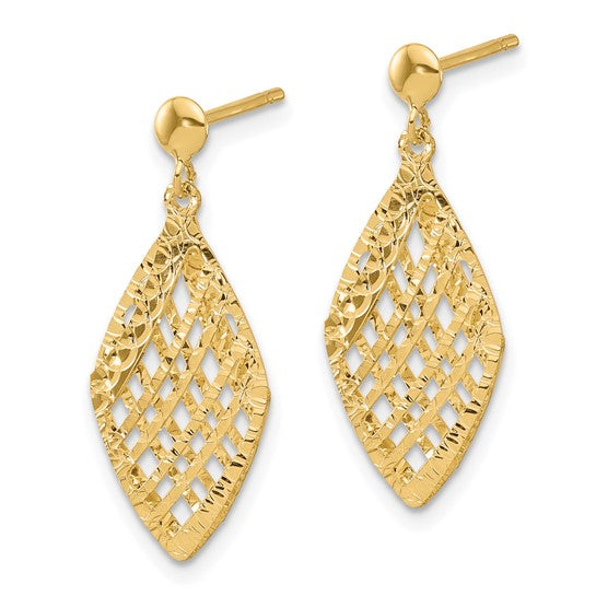14K Polished & Diamond-Cut Dangle Post Earrings