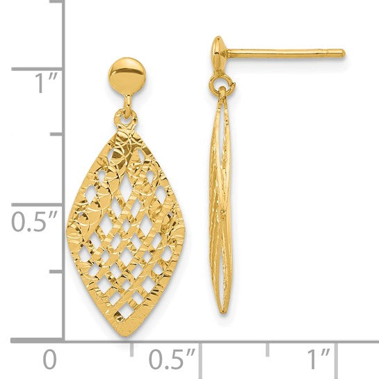 14K Polished & Diamond-Cut Dangle Post Earrings