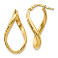 14K Polished Twist Oval Hoop Earrings
